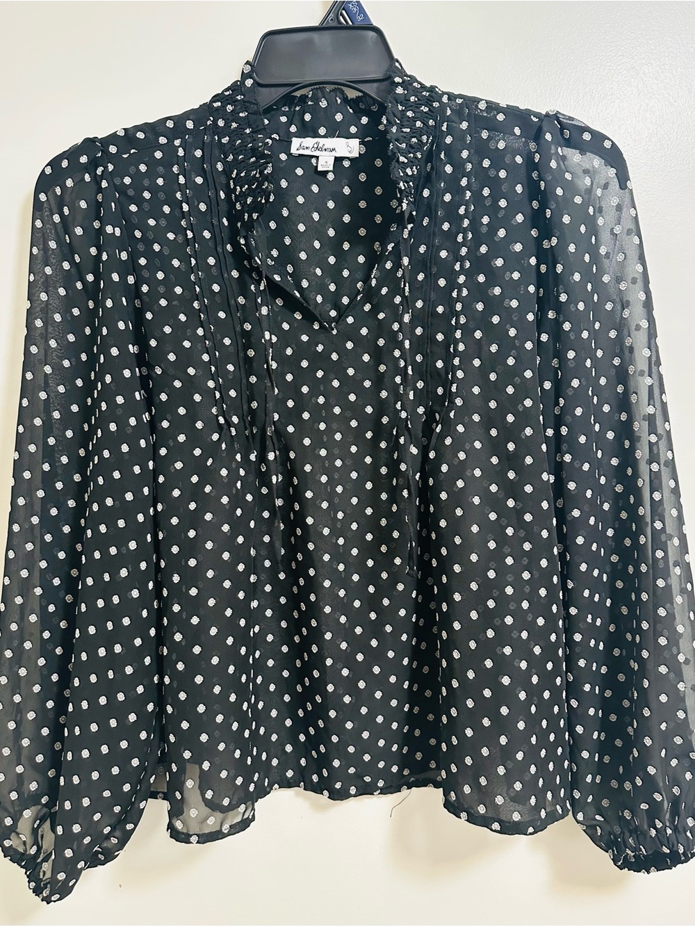 Sam Edelman Black Blouse with White Polka Dots